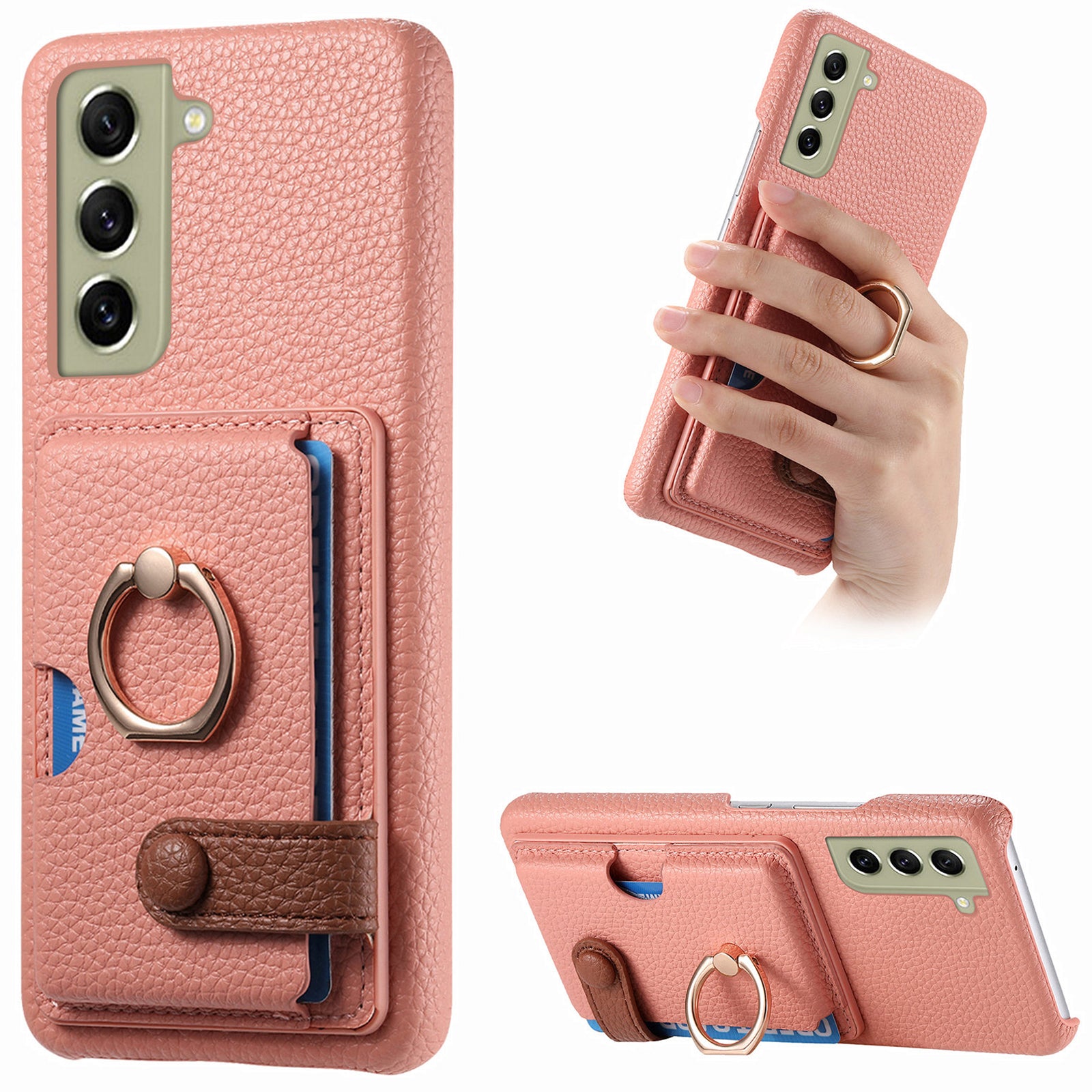 Y2 For Samsung Galaxy S21 FE 5G Cell Phone Case Rotation Ring Kickstand Leather+PC+TPU Cover Y2 For Samsung Galaxy S21 FE 5G Cell Phone Case Rotation Ring Kickstand Leather+PC+TPU Cover
